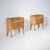 Mid-Century Modern Italian Oak Bedside Tables with Glass Tops, 1950s, Set of 2 For Sale - Image 3 of 9