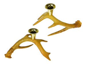 Vintage Rustic Cabin Décor Natural Deer Antlers Candle Holders- a Pair