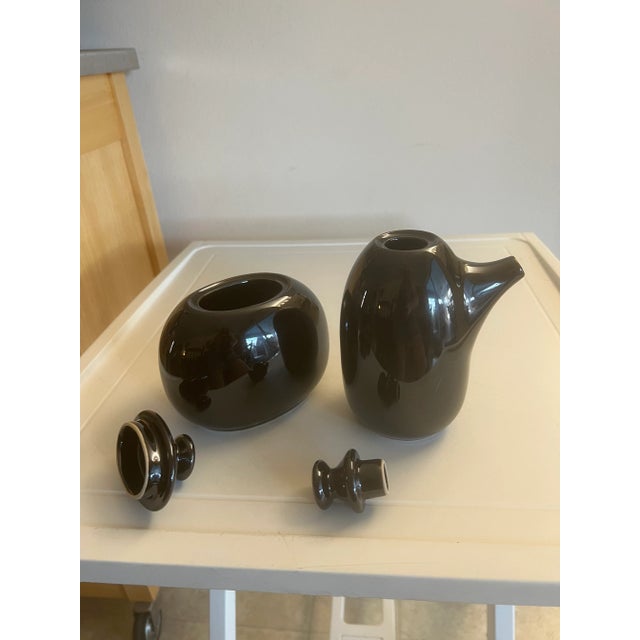 Brown Creamer & Sugar Set- A Pair For Sale - Image 4 of 9