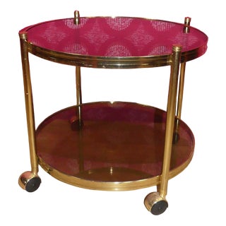 Hollywood Regency Brass & Glass Tea Cart For Sale
