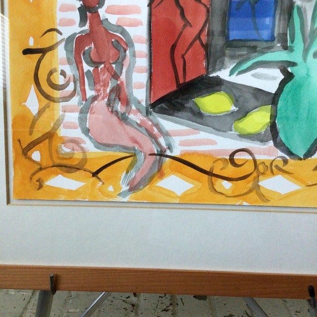 Original Abstract Impressionist Watercolor “Woman in Waiting” by Cor For Sale - Image 9 of 11