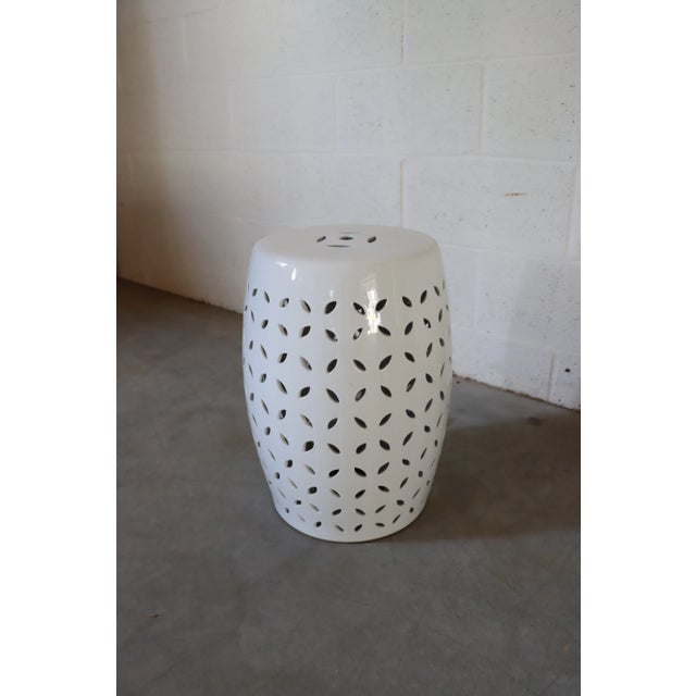 White Tessellated Garden Stool For Sale - Image 4 of 6