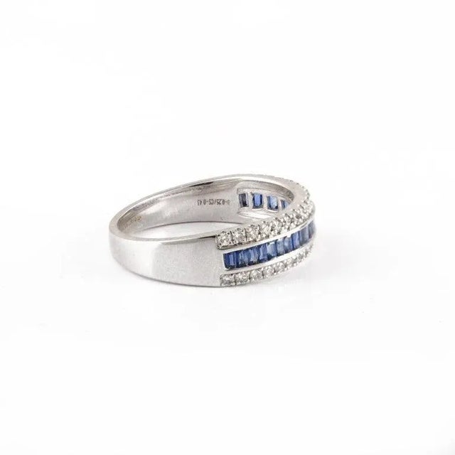 Not Yet Made - Made To Order Natural Blue Sapphire Diamond Wedding Band Crafted in 18k Gold Size 7 For Sale - Image 5 of 13