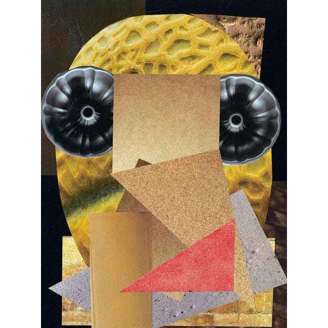 John Peters 1927-2019 "Bumble Bee" 10/6/2008 Collage on board 11"x14" black and gold frame with float mount 18.25"x21"...