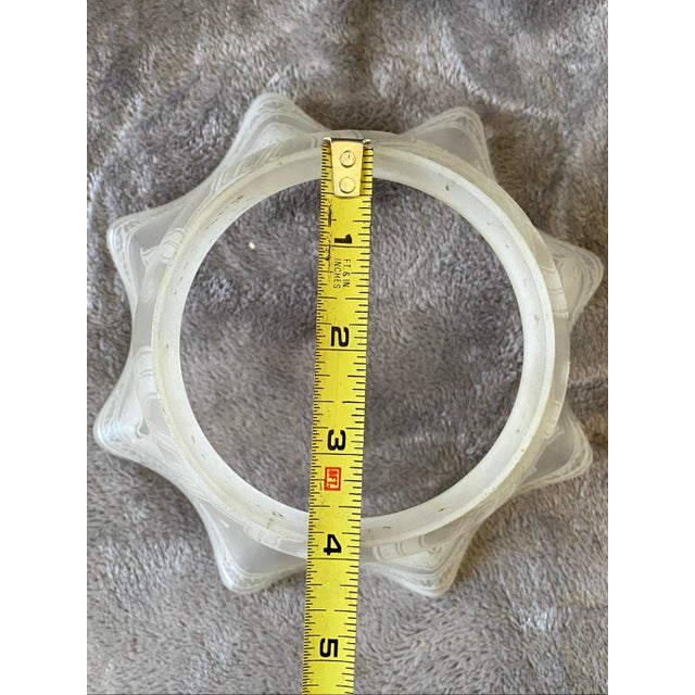 Glass Antique Art Nouveau Style Etched Floral Design Frosted Glass Shade For Sale - Image 7 of 9