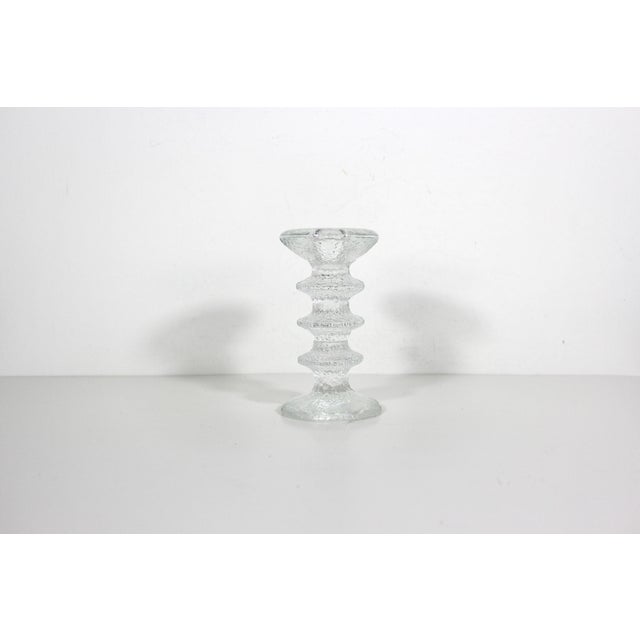 Stunning clear glass candle holder designed by Timo Sarpaneva for Iittala Festivo Italaska in Finland. In excellent...