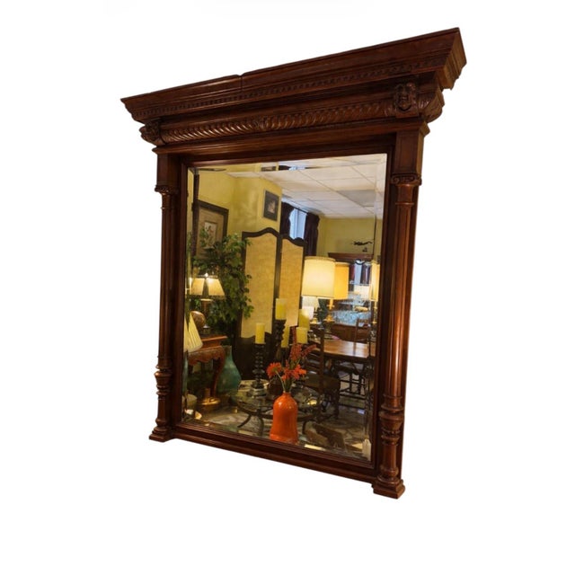 Late 19th Century Monumental 19th Century Renaissance Revival Carved Walnut Architectural Mirror – 68” Tall For Sale - Image 5 of 6