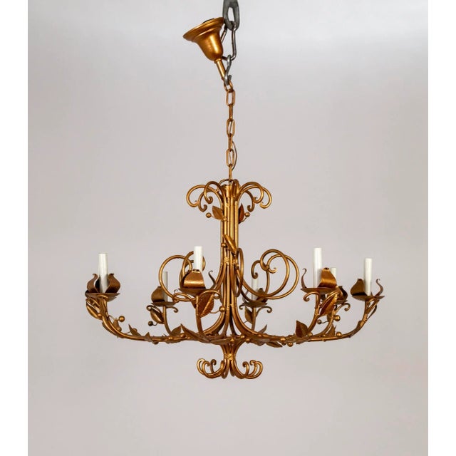 Traditional Late 20th Century Rose Gold 8-Light C-Curve Berry Chandelier For Sale - Image 3 of 10
