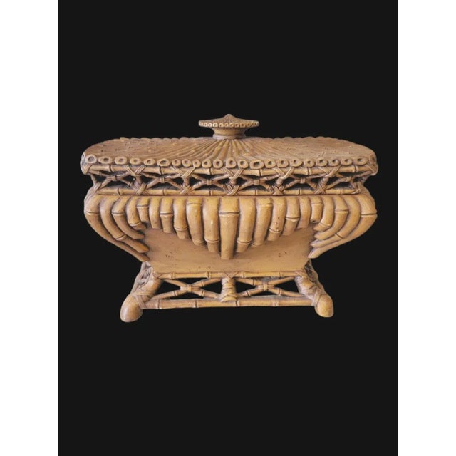 A beautiful faux bamboo decorative storage box. The box is made of some sort of plaster or ceramic. It has such pretty...