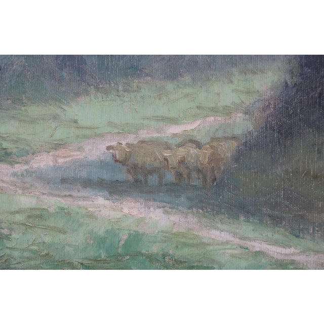 L. Stephano Impressionist Cattle Along Forest Path Landscape Oil Painting 51" For Sale - Image 12 of 12