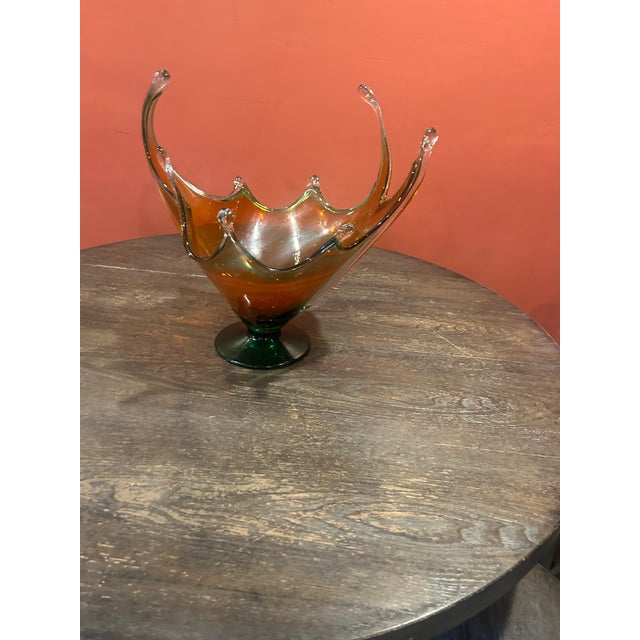 1970s Vintage Large Chalet Canada Amber Glass Centerpiece Bowl For Sale - Image 18 of 18