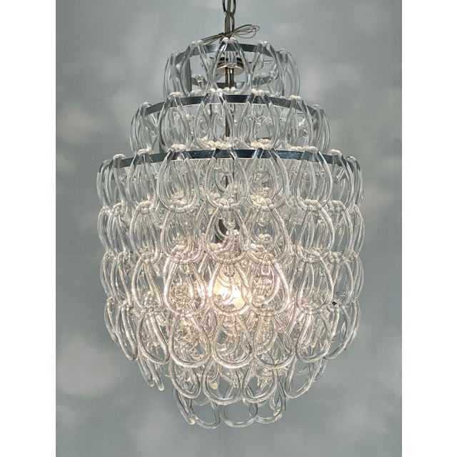 Metal Vintage Murano Glass Chandelier For Sale - Image 7 of 9