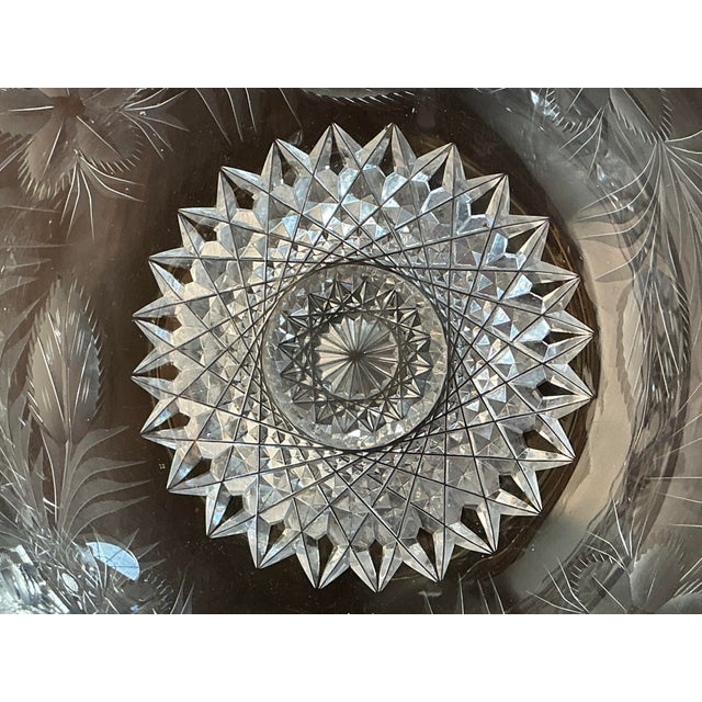Vintage American Brilliant Cut Glass Crystal Bowl With Sawtooth Rim For Sale - Image 12 of 12