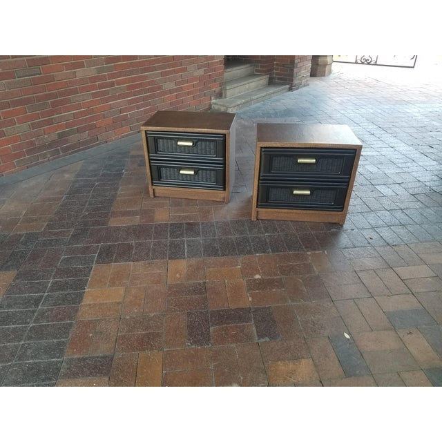 1970s Rare Pair of Cork and Brass Nightstands For Sale - Image 12 of 13