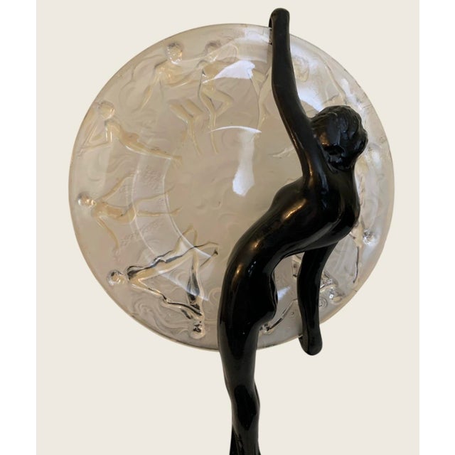 1980s Art Deco Frankart Nude Nymph With Consolidated Glass Moon Lamp by Sarsaparilla For Sale - Image 4 of 10