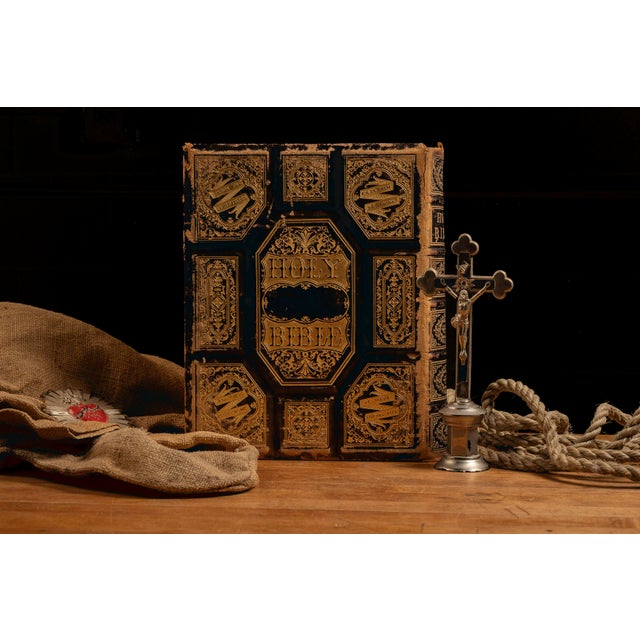 Circa 1870 antique illustrated family Bible with provenance connecting it to the Ellwood family of DeKalb, Illinois. The...
