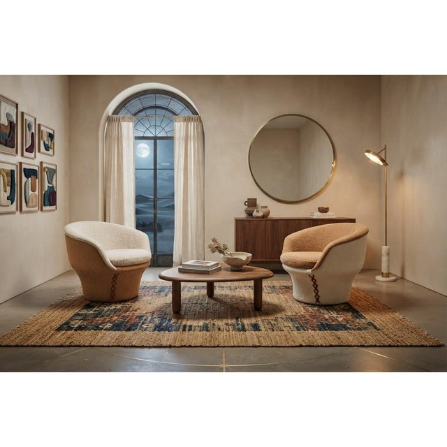A striking and rare matching pair of Hungarian mid-century modern "Mushroom" space age lounge armchairs, featuring...