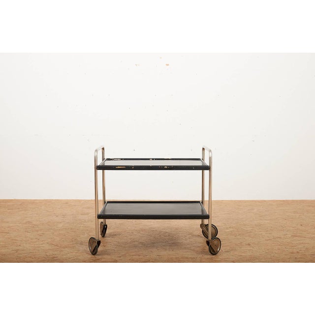 Servierboy in Chrome-Plated Steel Tubing, Casters, and Wood from Ebo AG, 1954 For Sale - Image 9 of 9