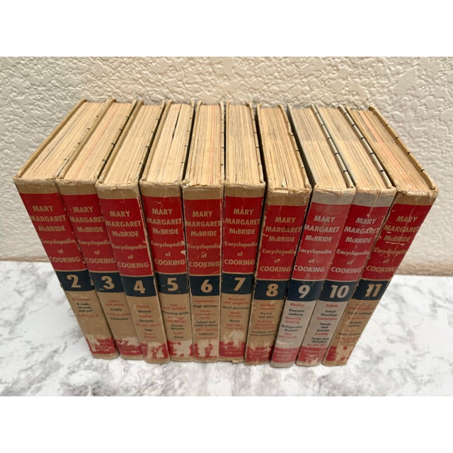 Paper Vintage Set of Ten Midcentury Encyclopedia of Cooking Cookbooks For Sale - Image 7 of 12