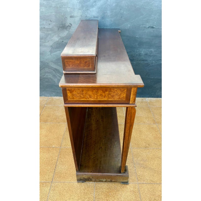 Brown 1960s Elegant Empire Style Console with Burlwood Veneer and Bronze Details For Sale - Image 8 of 12