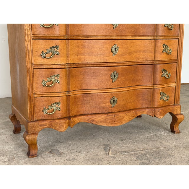 Danish Rococo Oak Serpentine Chest of Drawers, 1940s For Sale - Image 6 of 13