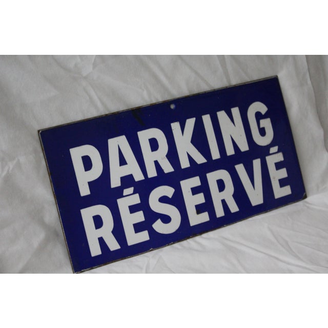 Blue and White Enamel Metal Traffic Sign, 1950s For Sale - Image 9 of 17
