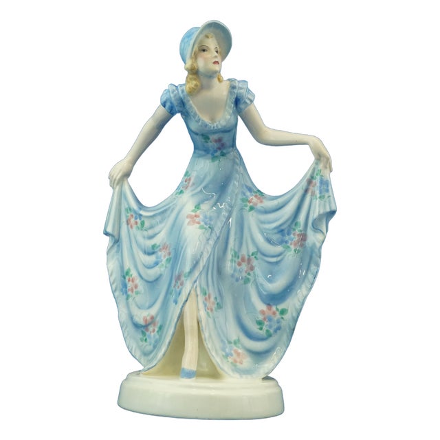 19th Century Ceramic Sculpture of Lady by Stephan Dakon for Goldscheider, Austria, 1940s For Sale