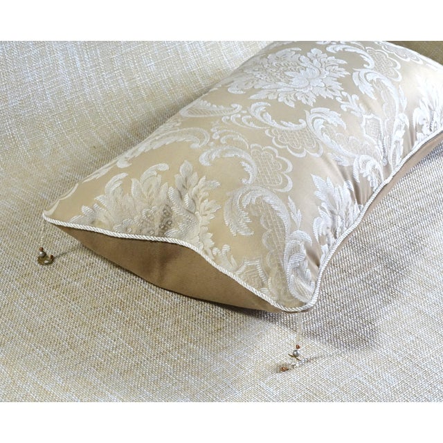 Jacquard & Wool Lumbar Pillow With Deco Cord and Beaded Corner Details Chairish
