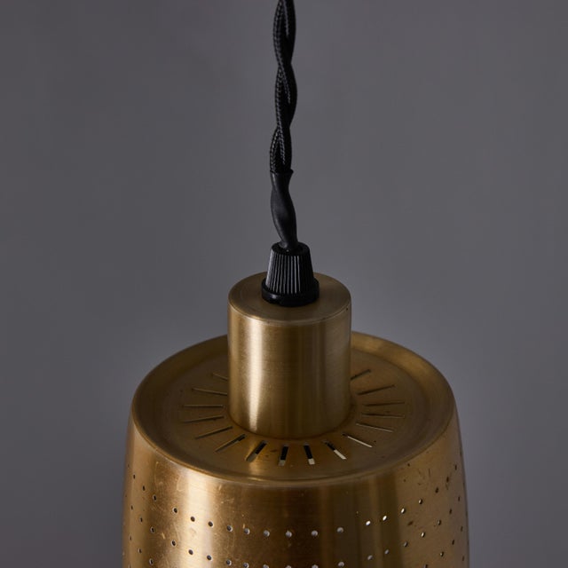 1950s Carl Thore Perforated Brassed Metal Pendant For Sale - Image 12 of 14