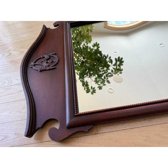 Wood Neoclassical Chippendale Mahogany Wall Mirror For Sale - Image 7 of 13