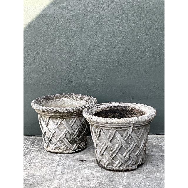 Vintage Cast Concrete Trellis Planters - A Pair For Sale - Image 9 of 12