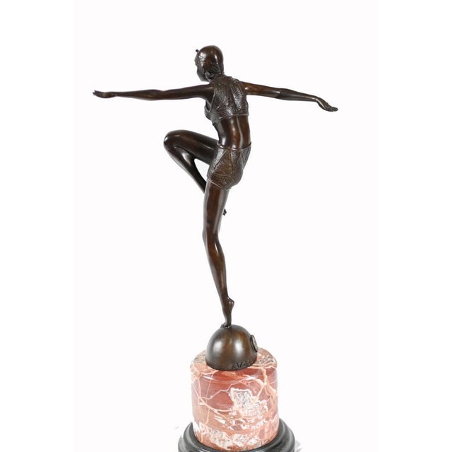 Black Art Deco Bronze Dancer Statue after J. Philippe Flapper, 1920s For Sale - Image 8 of 13