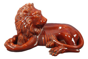 Iridescent Majolica Lion Sculpture, 1950s