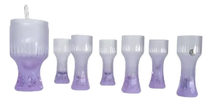 Long Space Age Drink Tumbler Glasses & Jug Set in Pale Lilac Frost Crystal, 1960s, Set of 7