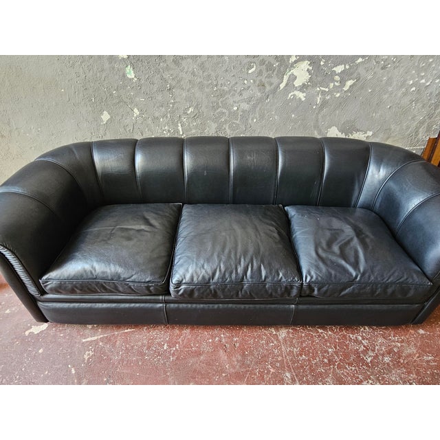 Chesterfield-Style Sofa in Genuine Leather For Sale - Image 6 of 7