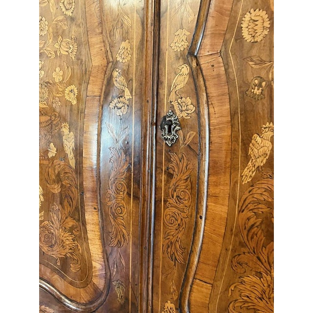 Wood 18th Century Dutch Marquetry Inlaid Burr Walnut Bureau Bookcase, 1780s For Sale - Image 7 of 18