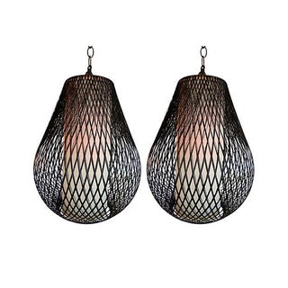 Beehive Double Shade Pendant Lights - A Pair For Sale