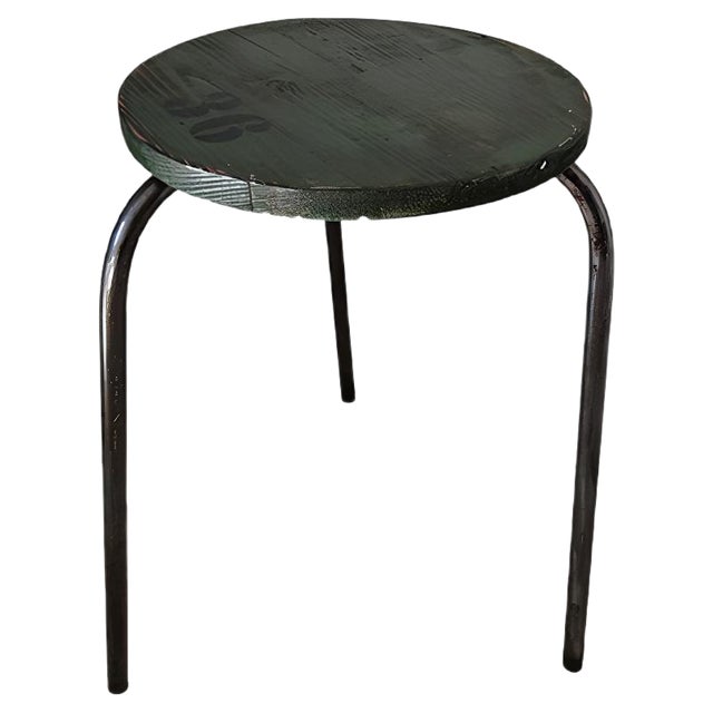 Vintage Industrial Black Stool For Sale