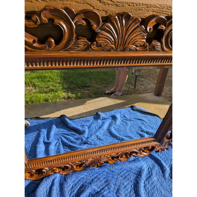 Wood 1990s Drexel Heritege Large Mahogany Framed Wall Mirror. This Mirror Is Part of the Talavera Tuscan Collection. For Sale - Image 7 of 8