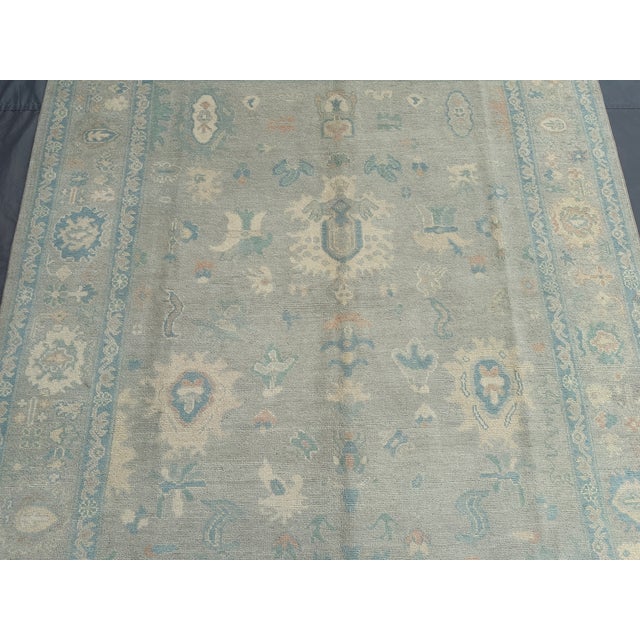 Hand-knotted Afghan wool rug with Ziegler Sultanabad Persian design Pastel color palette with soft blue, sage green, blush...