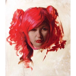 Incandescence by Casey Childs | Oil Painting of a girl with red hair and pigtails For Sale