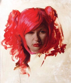 Incandescence by Casey Childs | Oil Painting of a girl with red hair and pigtails