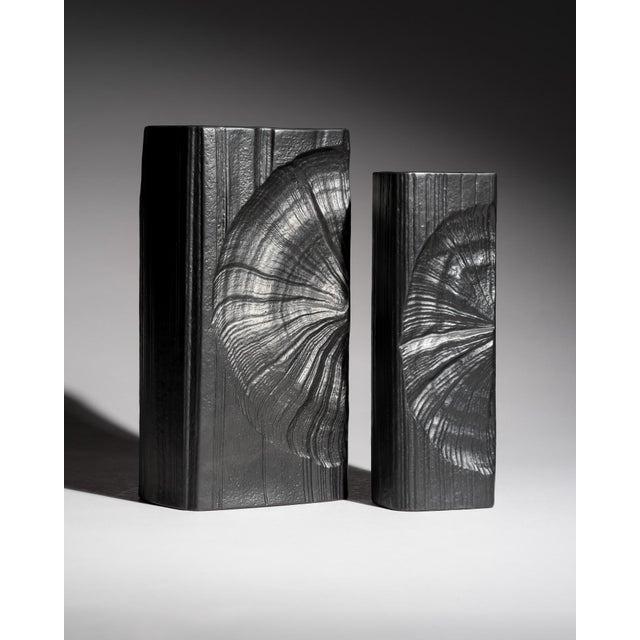 Pair of matte-black Porcelaine Noire vases designed by Martin Freyer for Rosenthal Studio-Line during the 1970s. Both...