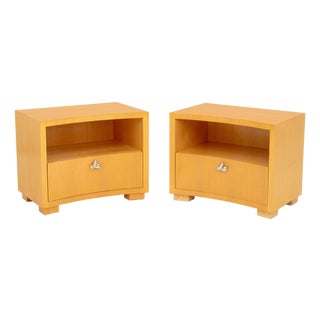 Modern Maple Concave Bedside Tables, Pair For Sale
