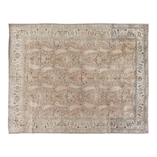 Authentic Early 20th Century Tabriz Botanic Handwoven Wool Rug For Sale