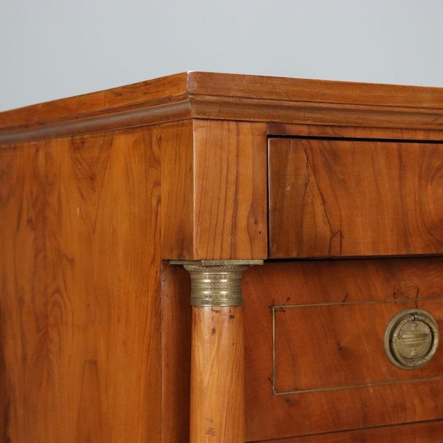 Empire Walnut Chest of Drawers with Brass Inlays For Sale - Image 5 of 12