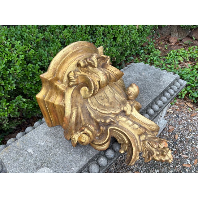 19th Century Italian Baroque Style Giltwood Wall Bracket For Sale In Houston - Image 6 of 14