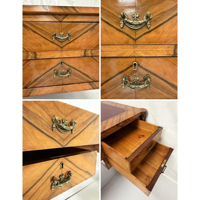 Antique Italian Louis XVI Walnut Bronze Leather Partner’s Writing Desk For Sale - Image 18 of 18