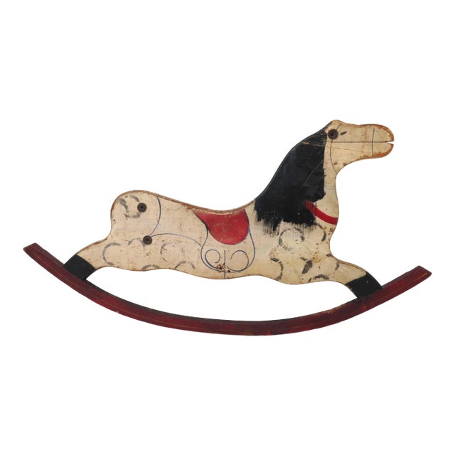 Antique American Hand Painted Childs Rocking Horse Side Panel For Sale
