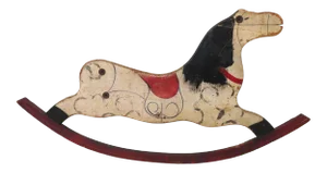 Antique American Hand Painted Childs Rocking Horse Side Panel